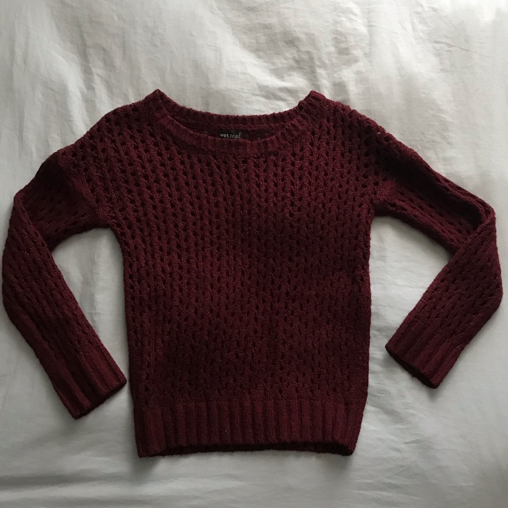 Burgundy holey sweater